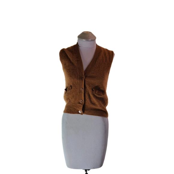 Sandro Paris Size 2 Women's Brown Sweater Vest Buttonup - Picture 1 of 16